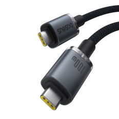 Καλώδιο Crystal Shine Shine Καλώδιο USB-C - USB-C USB3.2 100W 20Gbps 1.5m - μαύρο