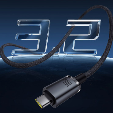 Kabelski kristal Shine USB-C kabel - USB-C USB3.2 100W 20Gbps 1.5m - crno