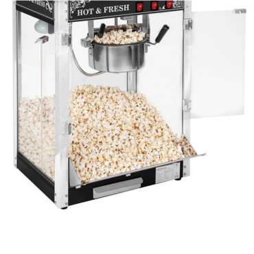 Professionell effektiv mobil popcornmaskin på en 230V 1,6 kW svart vagn