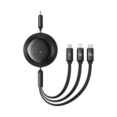 3in1 universalus kabelis USB-C - Žaibas / USB-C / Micro USB 100W 1.1m - juoda