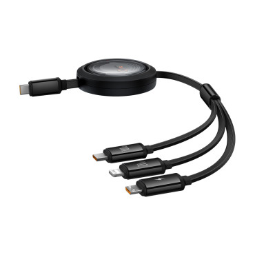 3in1 universalus kabelis USB-C - Žaibas / USB-C / Micro USB 100W 1.1m - juoda