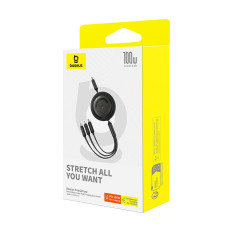 3in1 universalus kabelis USB-C - Žaibas / USB-C / Micro USB 100W 1.1m - juoda
