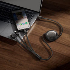 3in1 universalus kabelis USB-C - Žaibas / USB-C / Micro USB 100W 1.1m - juoda