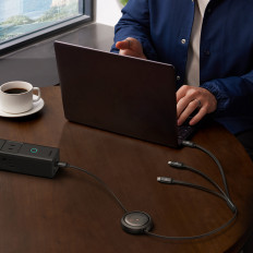 3in1 universalus kabelis USB-C - Žaibas / USB-C / Micro USB 100W 1.1m - juoda