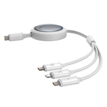 3IN1 Universal Kabel USB-C - Lightning / USB-C / Micro USB 100W 1.1m - vit