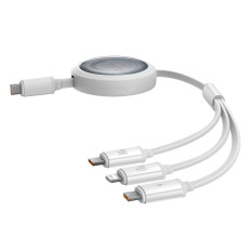 3in1 Universal Cable USB-C - Lightning / USB-C / Micro USB 100W 1.1m - Hvit