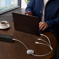 3in1 Universal Cable USB-C - Lightning / USB-C / Micro USB 100W 1.1m - Hvit