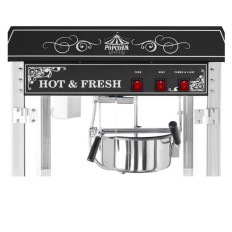 Professionel effektiv mobil popcorn maskine på en 230V 1.6kw sort trolley