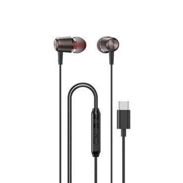 Káblové slúchadlá s mikrofónom a USB-C 12 m - čierny diaľkový ovládač
