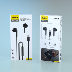 X3C hörlurar trådbundna med mikrofon och USB-C-fjärrkontroll 1.2m - svart