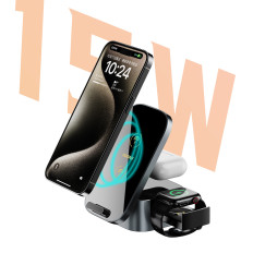 3In1 A11PRO + Induktionsladdare 15W för SmartWatch-telefon - Svart