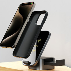 3in1 A11PRO + induction charger 15W for smartwatch phone - black