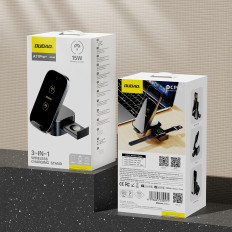 3In1 A11PRO + Induktionsladdare 15W för SmartWatch-telefon - Svart