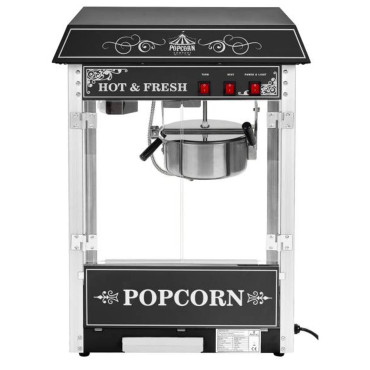 Professionell effektiv mobil popcornmaskin på en 230V 1,6 kW svart vagn