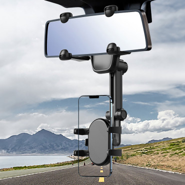 Holder for telefonen for bilen på bakspeilet skulder 18cm - svart