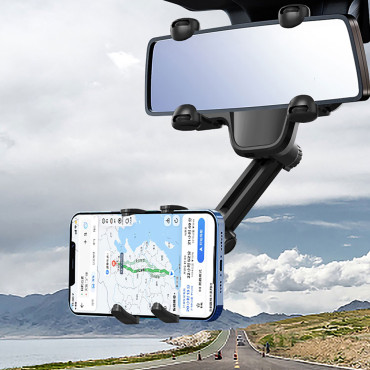 Držiak pre telefón pre auto na spätnom zrkadle Rameno 18cm - čierna