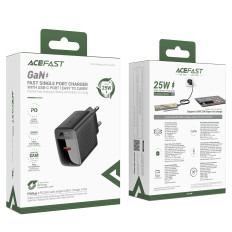 Ładowarka sieciowa A104 GaN USB-C PD SFC 25W - czarna