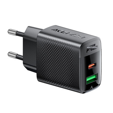 A98 Tīkla lādētājs GAN USB-A USB-C PD 30W - melns