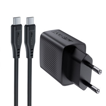 A82 GAN USB-C PD 20W - preto + cabo USB-C / USB-C