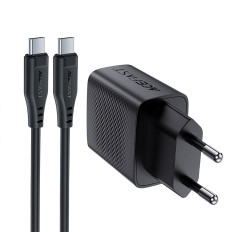 A82 GAN USB-C PD 20W - Cable negro + USB-C / USB-C