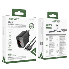 A82 GAN USB-C PD 20W - preto + cabo USB-C / USB-C