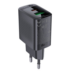 A78 GAN USB-A USB-C PD 20W - melns