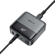 Network Carregador Desktop Power Station Z6 Gan 2x USB-A 2x USB-C PD 65W - Preto