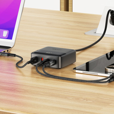 Station d'alimentation de bureau de chargeur réseau Z6 Gan 2x USB-A 2x USB-C PD 65W - Noir