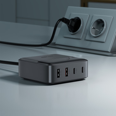 Network Carregador Desktop Power Station Z6 Gan 2x USB-A 2x USB-C PD 65W - Preto