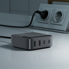 Network Carregador Desktop Power Station Z6 Gan 2x USB-A 2x USB-C PD 65W - Preto