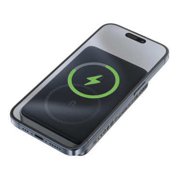 Powerbank Magnético 10000mAh Indução 2x USB-C PD 30W + Cabo USB-C - Preto