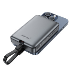 PowerBank magnetni 10000mAh indukcija 2x USB-C PD 30W + USB-C kabel - črna
