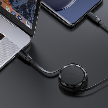 Kabel USB-C-kabel - USB-C Coiled med 60W arrangør - svart