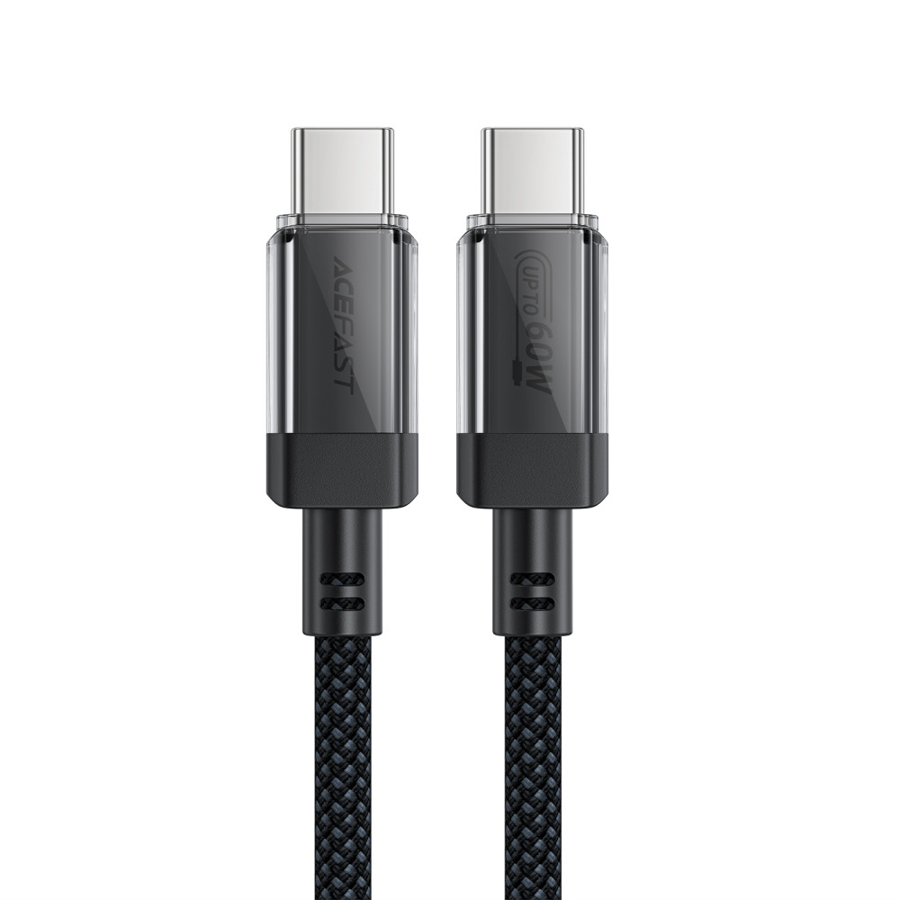 Kabeļu USB-C kabelis ar neilona PD 60W 480mb / s - melns