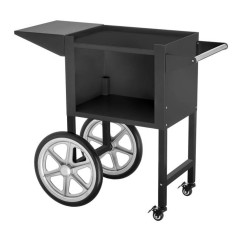 Máquina de pipoca móvel eficiente profissional em um trole preto de 230V 1.6kw