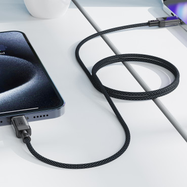 Kabeļu USB-C kabelis ar neilona PD 60W 480mb / s - melns