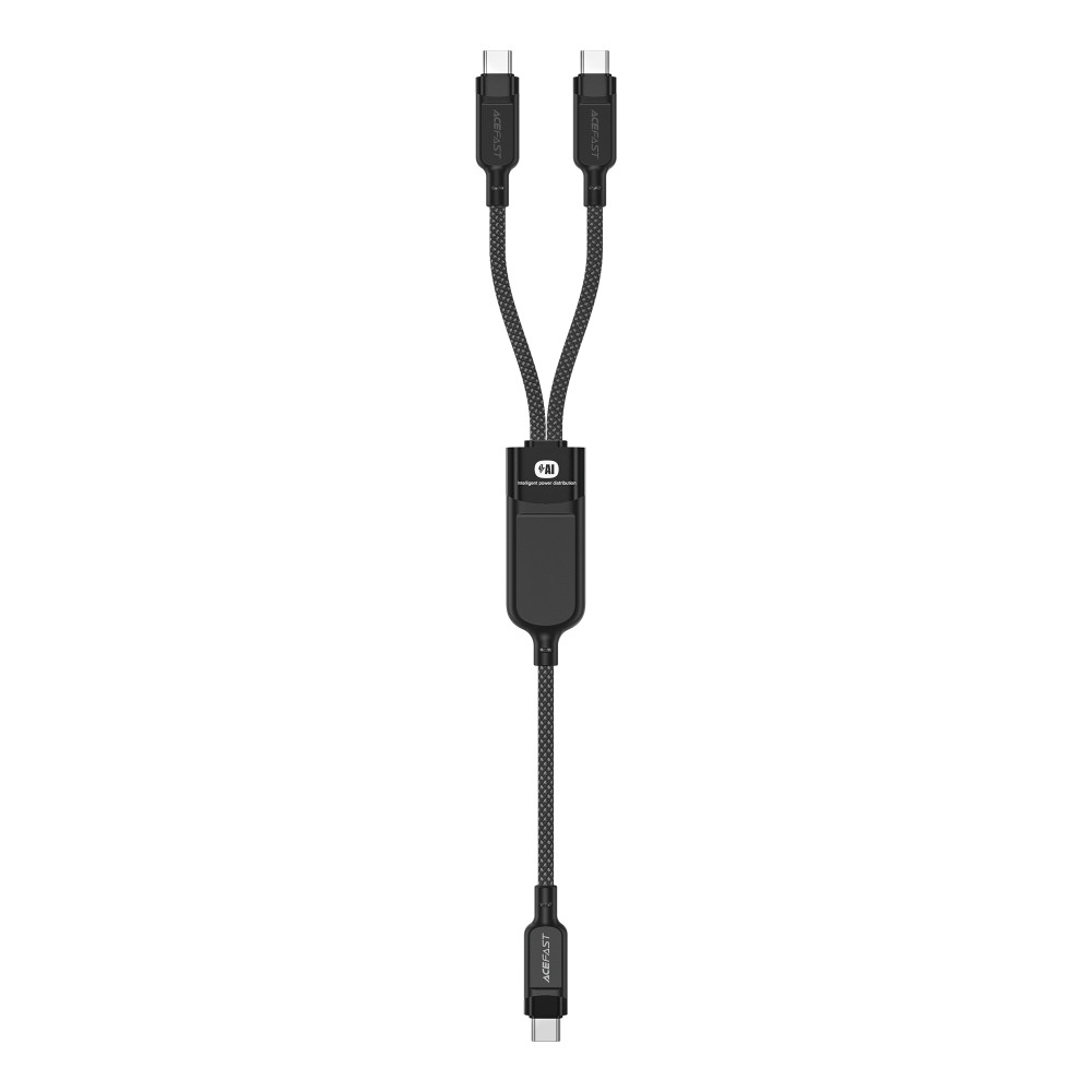 2in1 καλώδιο διπλού καλωδίου USB-C - 2x USB-C 100W 480MB / s - μαύρο