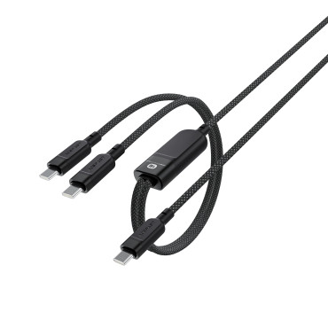 2in1 καλώδιο διπλού καλωδίου USB-C - 2x USB-C 100W 480MB / s - μαύρο