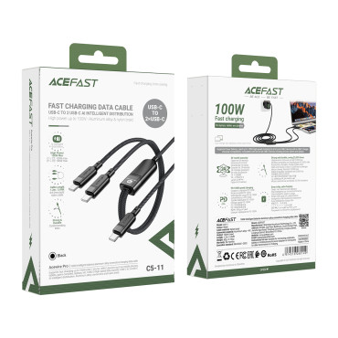 2in1 kabel Double Cable USB-C - 2x USB-C 100W 480MB / S-Black