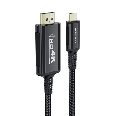 Kabeļu audio-video stieple USB-C - HDMI 4K 60Hz HDR 1.8m - melns