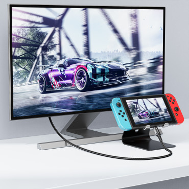 Kabeļu audio-video stieple USB-C - HDMI 4K 60Hz HDR 1.8m - melns