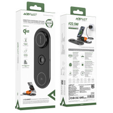 3in1 Επαγωγικός φορτωτής Qi2 σε smartwatch smartphone - Μαύρο