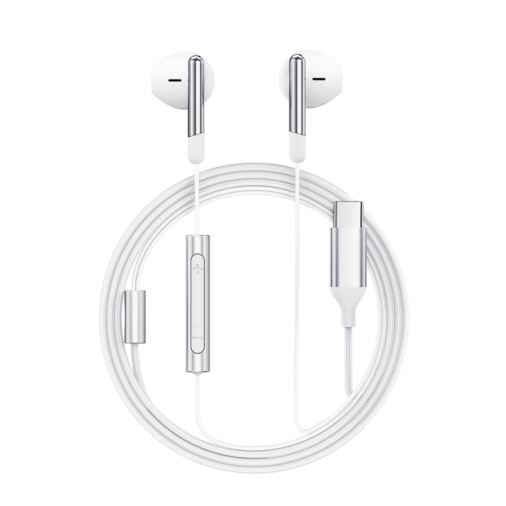 Žične slušalke z mikrofonom USB-C in daljinskim upravljalnikom 1.2m - bela