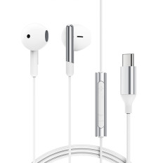 Žične slušalke z mikrofonom USB-C in daljinskim upravljalnikom 1.2m - bela
