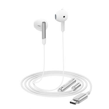 Žične slušalke z mikrofonom USB-C in daljinskim upravljalnikom 1.2m - bela