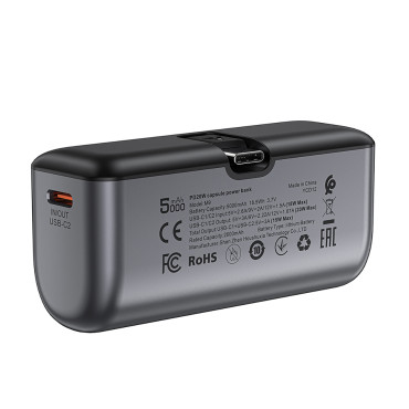 Mini powerbank 5000mAh para o telefone USB-C 20w - preto