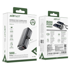 Mini powerbank 5000mAh para o telefone USB-C 20w - preto