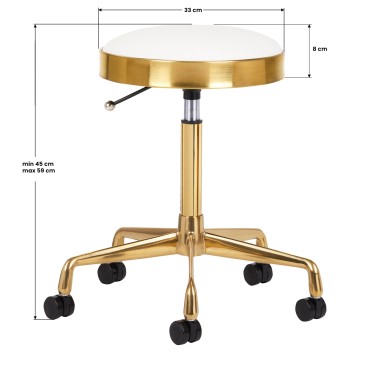 Tabouret Cosmétique H7 Blanc Doré — vue de face