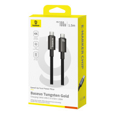 Kabeļu volframa zelta USB-C 100W 4K 20GB / s 60Hz kabelis 1.5m - melns