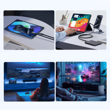 Kabeļu volframa zelta USB-C 100W 4K 20GB / s 60Hz kabelis 1.5m - melns